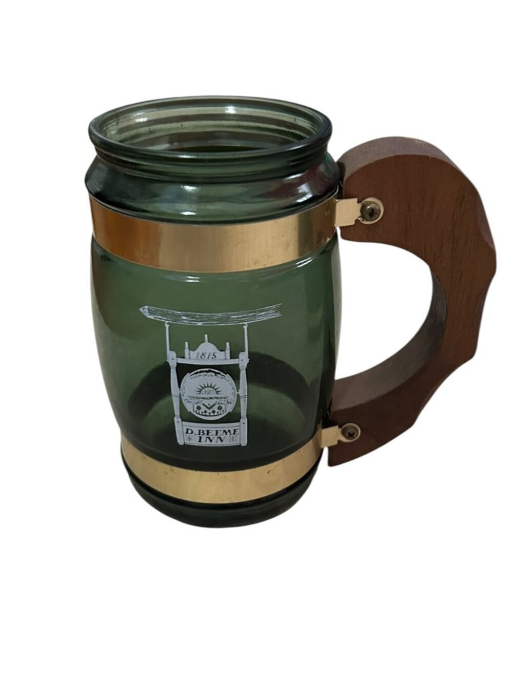 Vintage Siesta Ware Green Glass Tavern Mugs Set of 4 Wood Handles - Picture 8 of 14